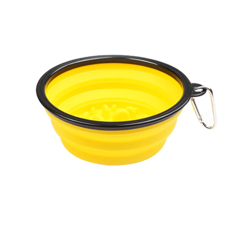 yellow 1 шт. портативная туристическая миска для устройство для кормления собак контейнер для воды для еды Силиконовый маленький большой аксессуаров для домашних питомцев собак Складная миска для собак против клещей - Цвет: yellow