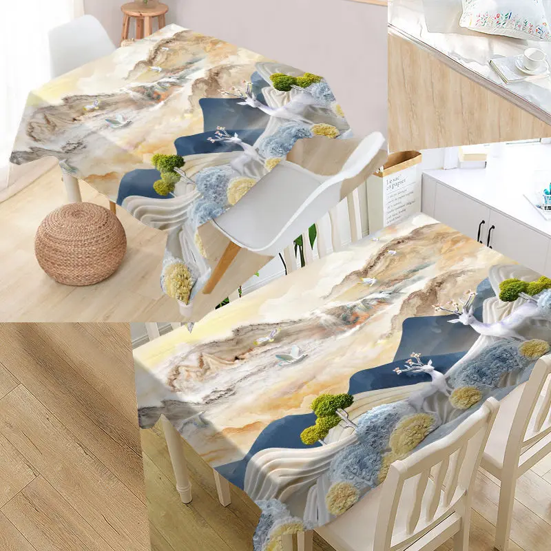 

Custom European Style Deer Table Cover Oxford Waterproof Tablecloth Can Wash The Tablecloths For Wedding Hotel Decoration