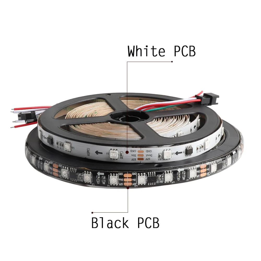 WS2811 5050 SMD СВЕТОДИОДНЫЙ прибор приемно-RGB полосы светильник 30/48/60 светодиодный s/m DC12V 5 м/лот умная ИС(интеграционная схема полный Цвет для студий фон для фотосъемки Декор JQ