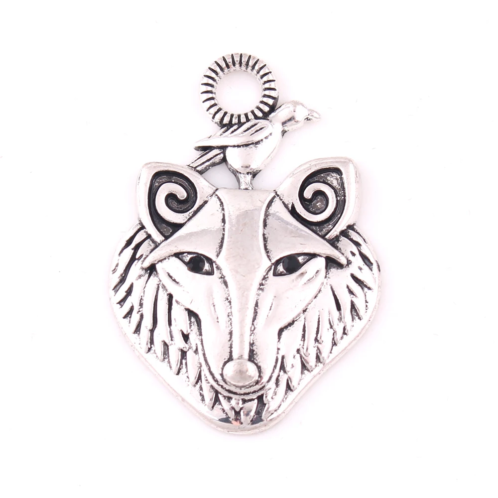 Antique Silver Wolf with Raven Pendant Mythology Viking Totem Animal Amulet Wicca Jewelry Accessories | Украшения и аксессуары