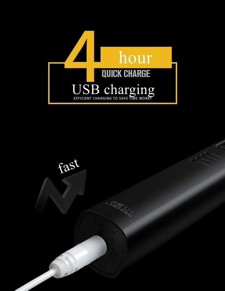 Умная звуковая электрическая зубная щетка USB перезаряжаемая Водонепроницаемая ультра звуковая автоматическая зубная щетка с таймером моющаяся 8 щеточных головок подарок