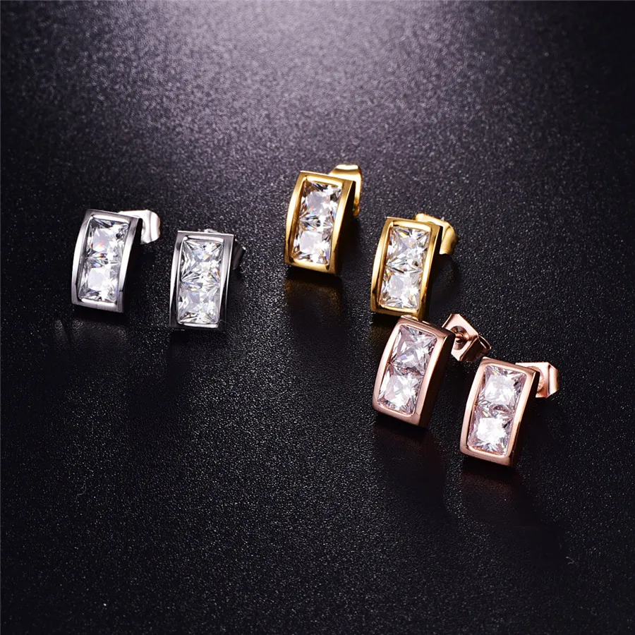 Серьги пусеты Martick из нержавеющей стали золотого цвета квадратные женские серьги