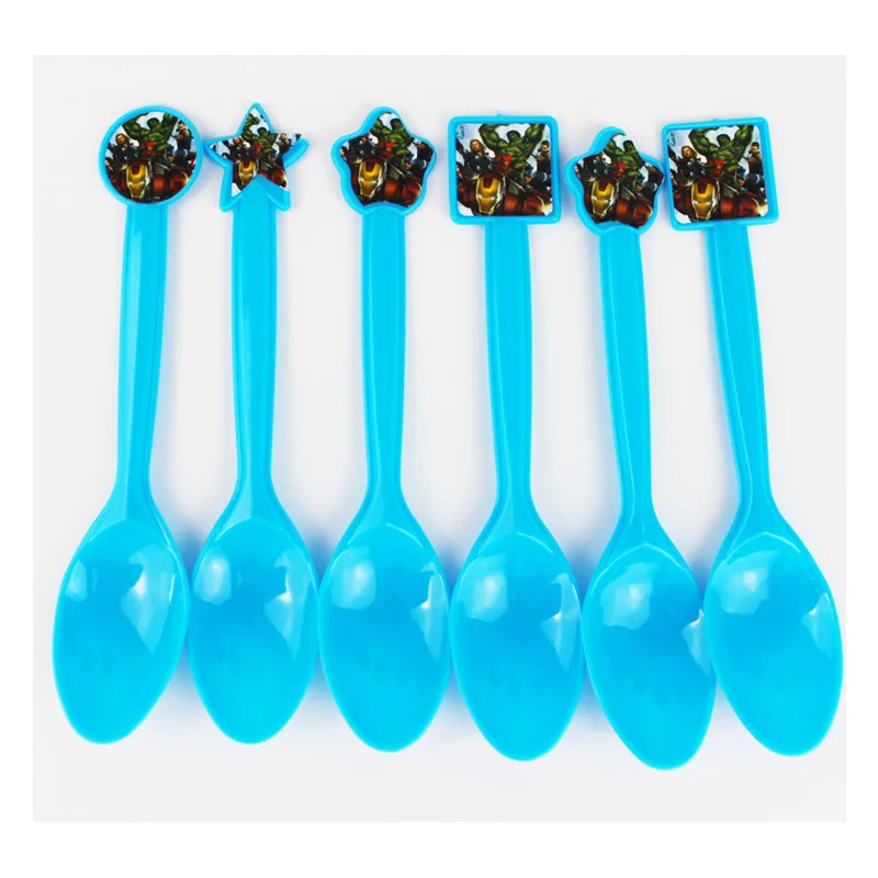 6pcs spoon Крутой Мстители Герои бумажный мультяшный стаканчик и тарелка салфетка флаг вечеринка для мальчика день рождение фестиваль свадебные плакаты украшения поставка - Цвет: 6pcs spoon