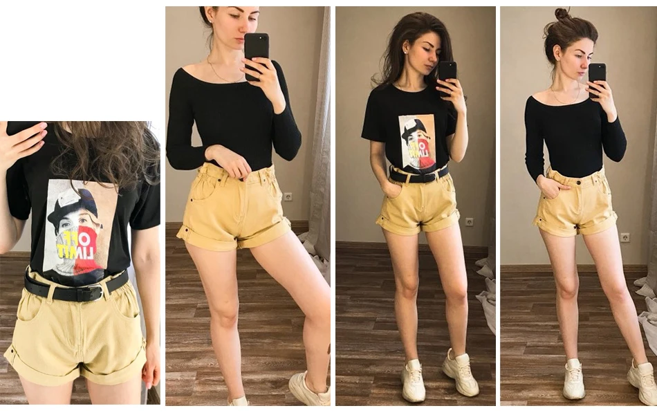 Streamgirl/белые джинсовые шорты с высокой талией; женские короткие винтажные джинсовые шорты цвета хаки с широкими штанинами и эластичной резинкой на талии; свободные женские летние шорты