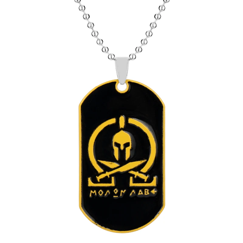 Новинка Спарта Военная Собака Тег Кулон ожерелье molon labe брелок со Спартанцем хип хоп ювелирные изделия из бисера цепи колье ожерелье для мужчин - Окраска металла: yellow
