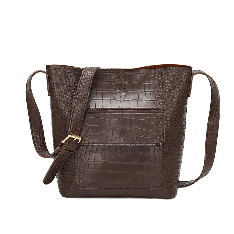 Новый дизайн 2019 сумка-мешок из тисненой крокодиловой кожи для девушек сумка