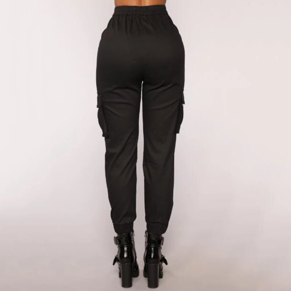 Уличная одежда брюки карго женские повседневные джоггеры черные с высокой