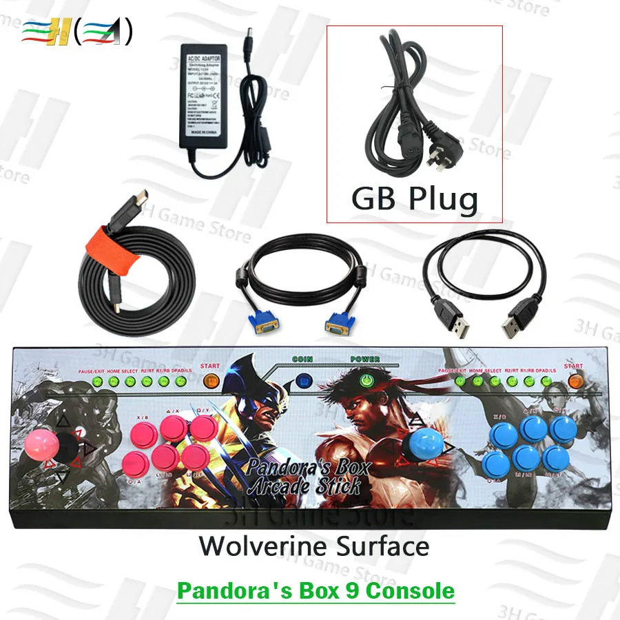 PDB9 JGL surface GB Pandora Box 9 1500 В 1 видео игры аркадная палка Консоль 2 игрока джойстик светодиодная Кнопка Pandora's box 5 плюс версия консоли - Цвет: PDB9 JGL surface GB