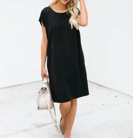 Черное платье в стиле кэжуал Для женщин Свободные короткое летние шорты рукавом