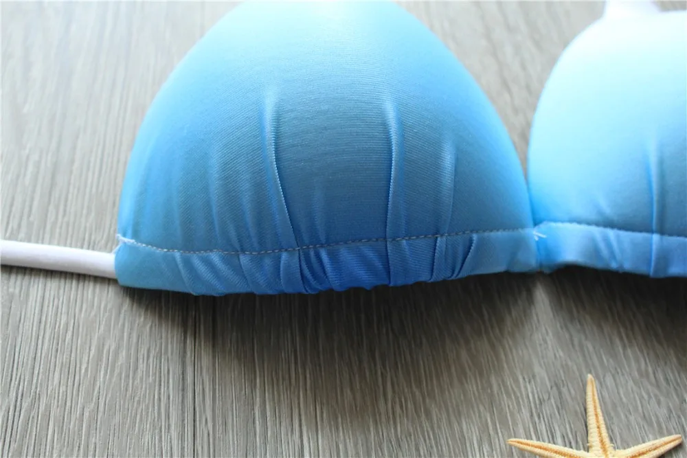 Бесплатная доставка 2017 г. пикантные женские бикини комплект синий градиент цвета