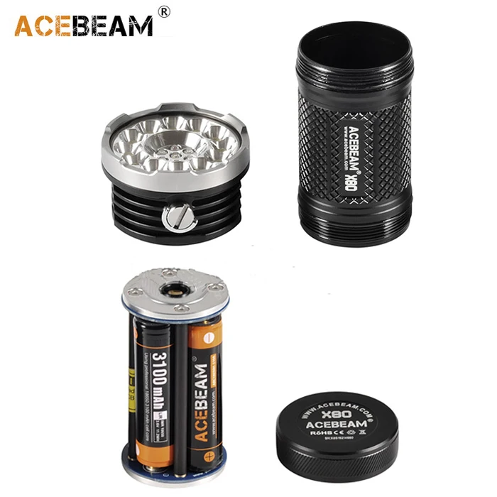 ACEBEAM X80 ручной фонарик 12 * CREE XHP50.2 светодиодный Макс 25000 люмен луч бросать 332 м