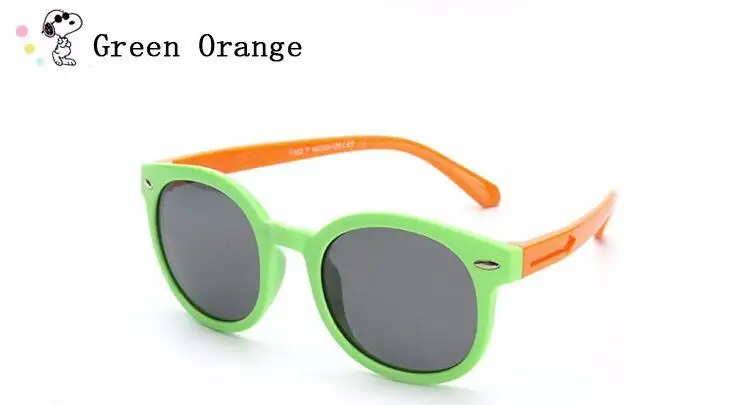 green orange WarBLade, солнцезащитные очки для девочек с изображением кота, детские солнцезащитные очки с кошачьим глазом для девочек, детские солнцезащитные очки с поляризацией, резиновые, для ученика, гибкие, со стрелкой - Цвет линз: green orange