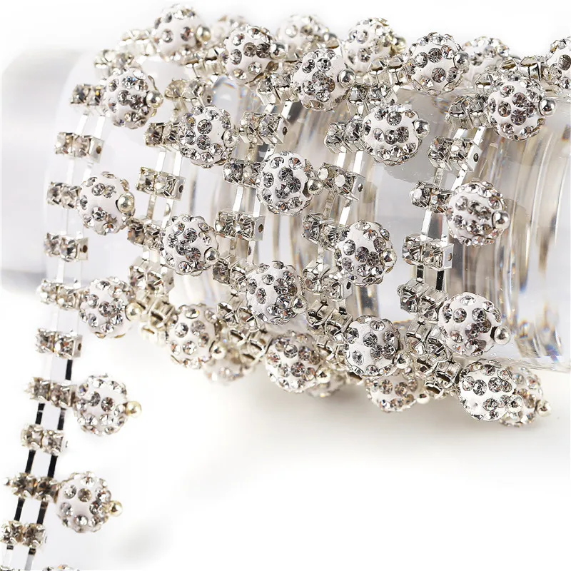 Бесплатная доставка 1 ярд с украшениями в виде серебристых кристаллов цепи