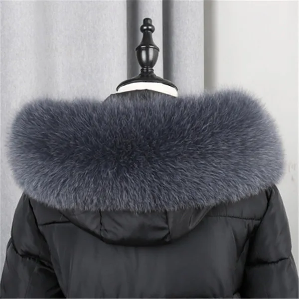 gray Горячая новинка куртки из натуральных материалов женский меховой воротник Модный Зимний меховой шарф женские шарфы пальто теплая шаль Лисий меховой воротник-шарф - Цвет: gray