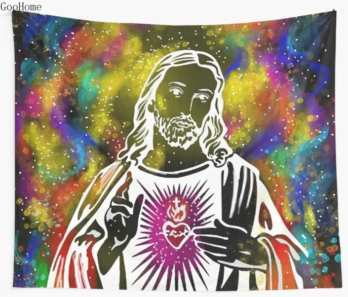 Иисус настенный гобелен пляжные Полотенца полиэстер Одеяло йога коврик-шарф |