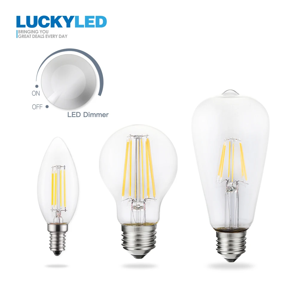 LUCKY светодиодные лампы E27 E14 220V затемнения 2 Вт 4 6 8 в форме свечи светильник