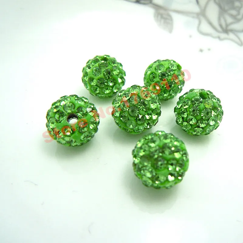 Light Green 100 шт 10 мм Австрийские бусины хрустальные бусины диско шар бусины-разделители, австрийские браслеты глиняные бусины со стразами 27 цветов - Цвет: Light Green