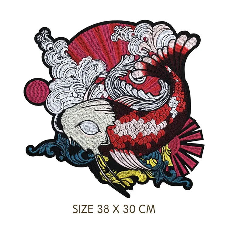 Японский карп кои с лотусом нашивка цветы утюжок на нашивках для одежды
