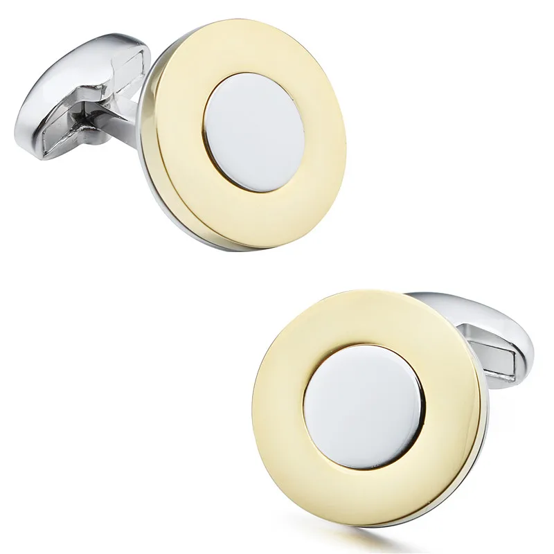 1 пара розничная продажа круглые металлические запонки два цвета мужские