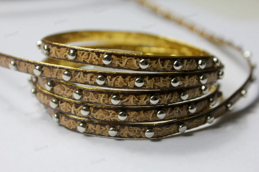 6 colors-5x2mm Flat PU leather cords Rivets Studs with Gold Color Back for Bracelet making | Украшения и аксессуары