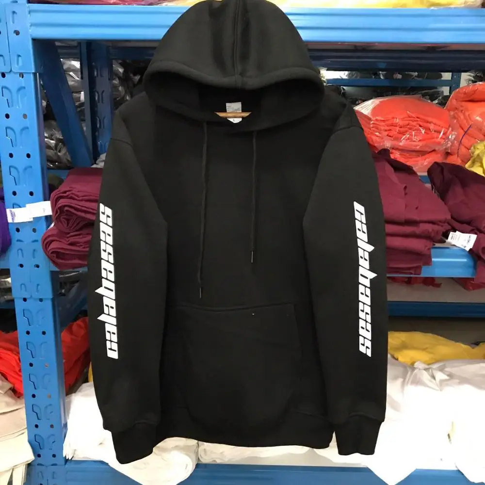Высокое качество Feece сезон 4 Calabasas KANYE Западный худи пуловер Толстовка Оверсайз мужская женская брендовая одежда Толстовка с длинным рукавом - Цвет: Черный