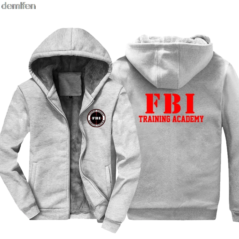 gray Новинка FBI Толстовка «Академия» Мужская мода хлопковое теплое пальто Зимняя толстовка подарок другу - Цвет: gray