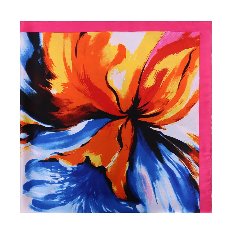 Шарф женский Шелковый с цветочным принтом 110 см| |