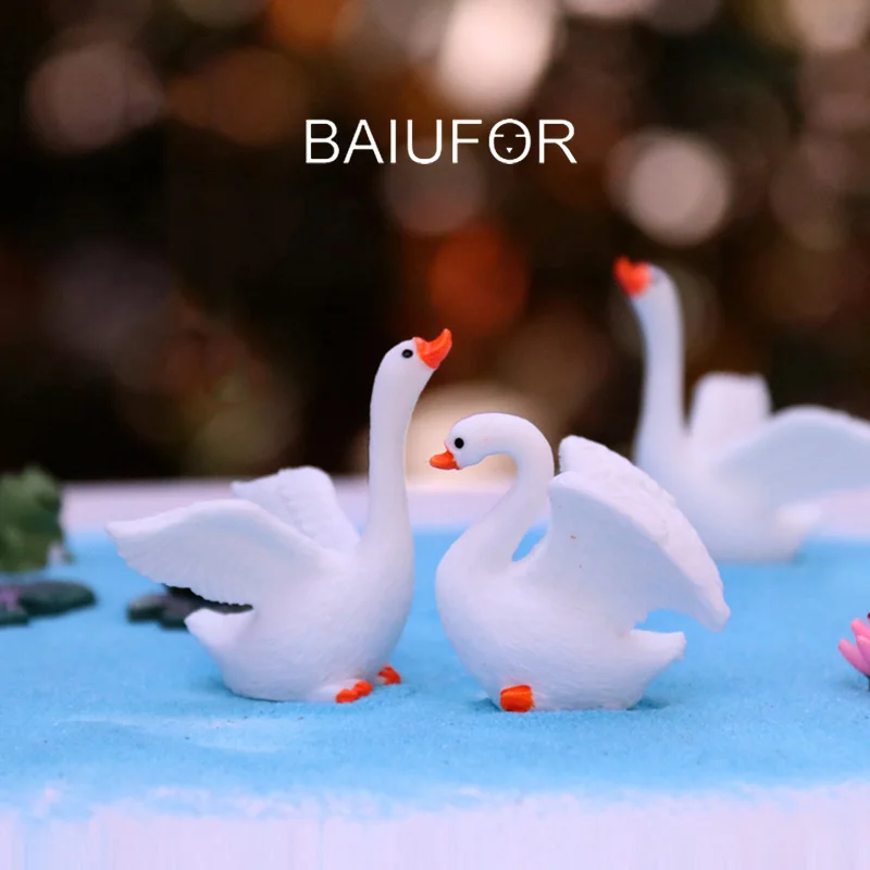 BAIUFOR Love Animal Miniatures лебедь пара модель фигурки Сказочный Сад Декор Террариум