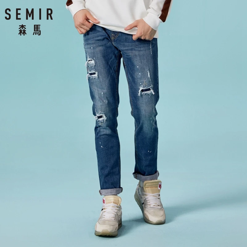 SEMIR новые осенние джинсы мужские повседневные эластичные Прямые джинсовые штаны