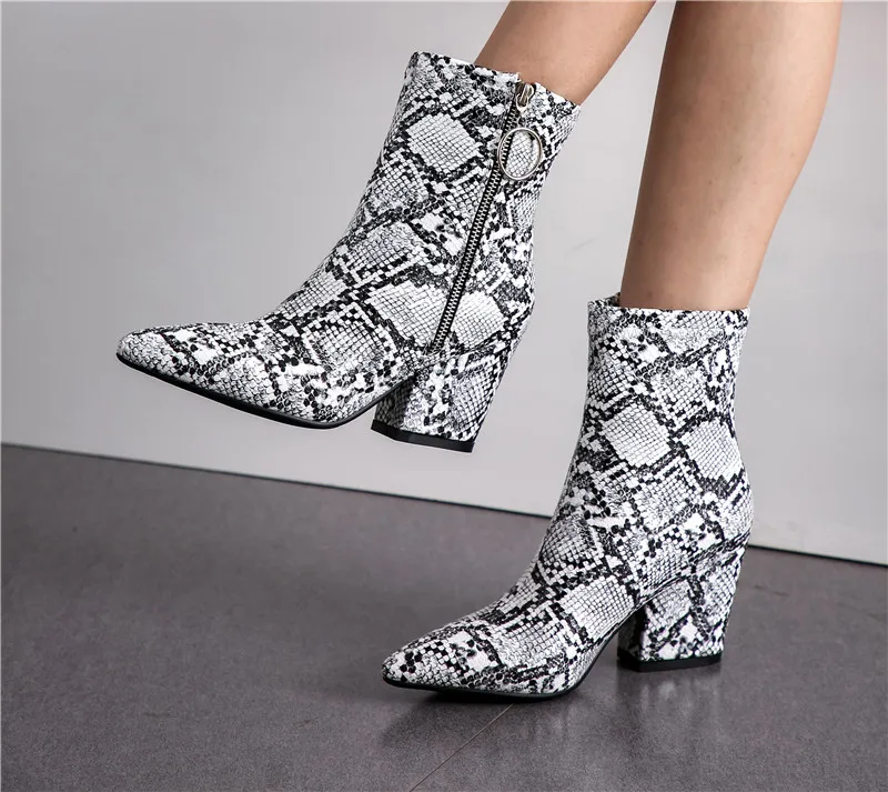 

ASUMER big size 34-43 fashion ankle boots pointed toe zip square high heels shoes classic female boots prom autumn winter boots