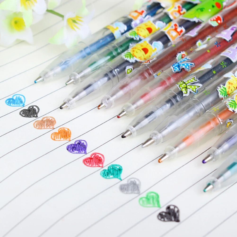 

10 Gel Pens Set Color Gel Pens Glitter Metallic Pens Good Gift For Kids Sketching Painting Drawing Office Stationery Length:15cm