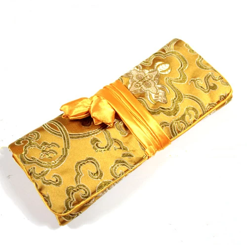 Складная шелковая парчовая сумка для ювелирных изделий рулон Цветочная женская