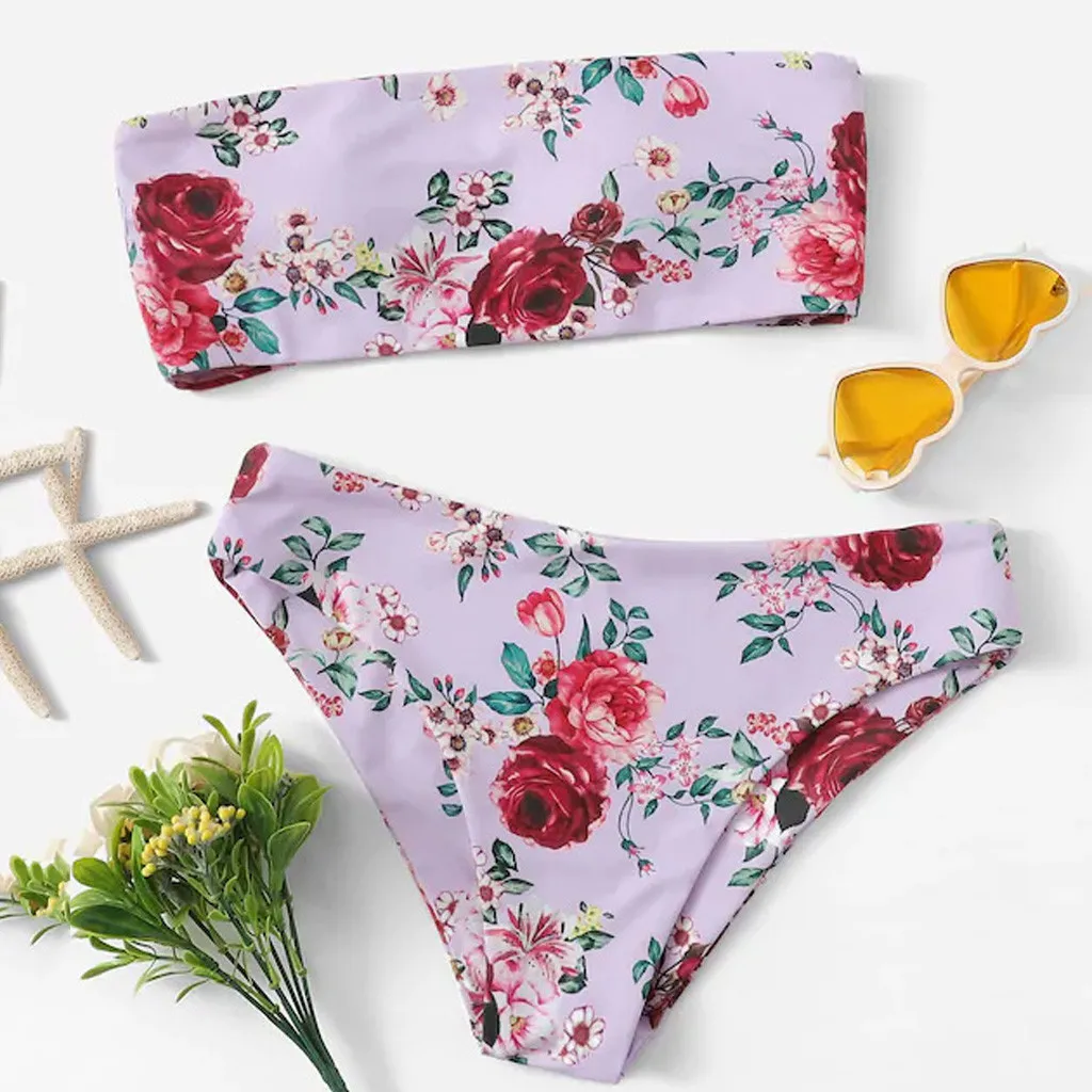 Женский сексуальный раздельный купальник с принтом пляжный женский бикини