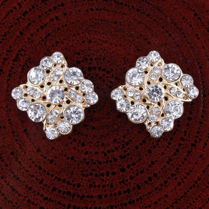 

50pcs 20mm Vintage Alloy Rhinestones Buttons Flatback Glass Drill Decorative Button for Children Headband Bowknot Accessories