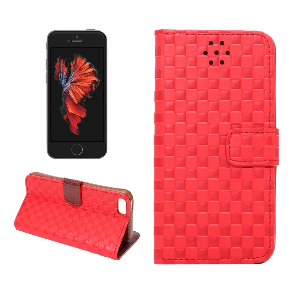 2016 New fashion Style Quilted Flip Leather phone Case For Apple iPhone SE Wallet Grid Pattern Phone Cover for iphoneSE |