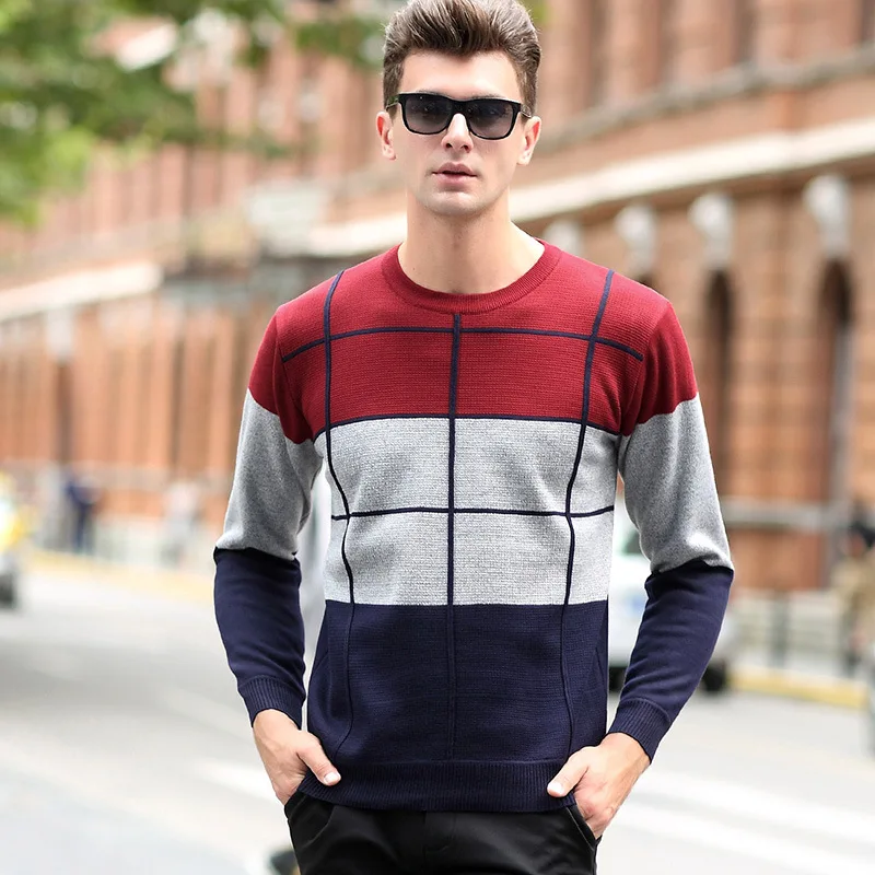 Мужской свитер в клетку с круглым вырезом и длинным рукавом|dress lily|dress shoes size 5dresses