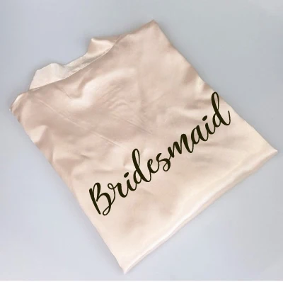 cham bridesmaid C& Fung, новинка, халат для невесты, подружки невесты, с белыми черными буквами, для мамы, сестры невесты, свадебный подарок, халат, кимоно, атласные халаты - Цвет: cham bridesmaid