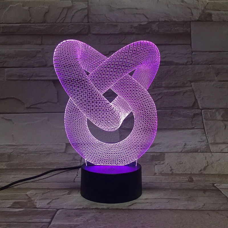 Абстрактная форма 3D Светодиодная лампа с USB Сенсорная RGB меняющий цвет настольный