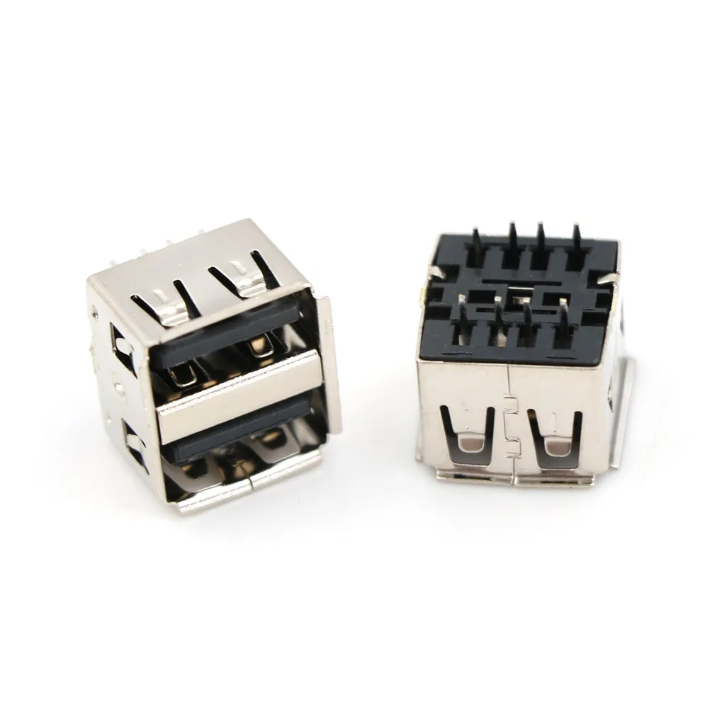 10 шт. двойной разъем USB 2 0 гнездовой 180 градусов черный/белый корпус 8 контактный