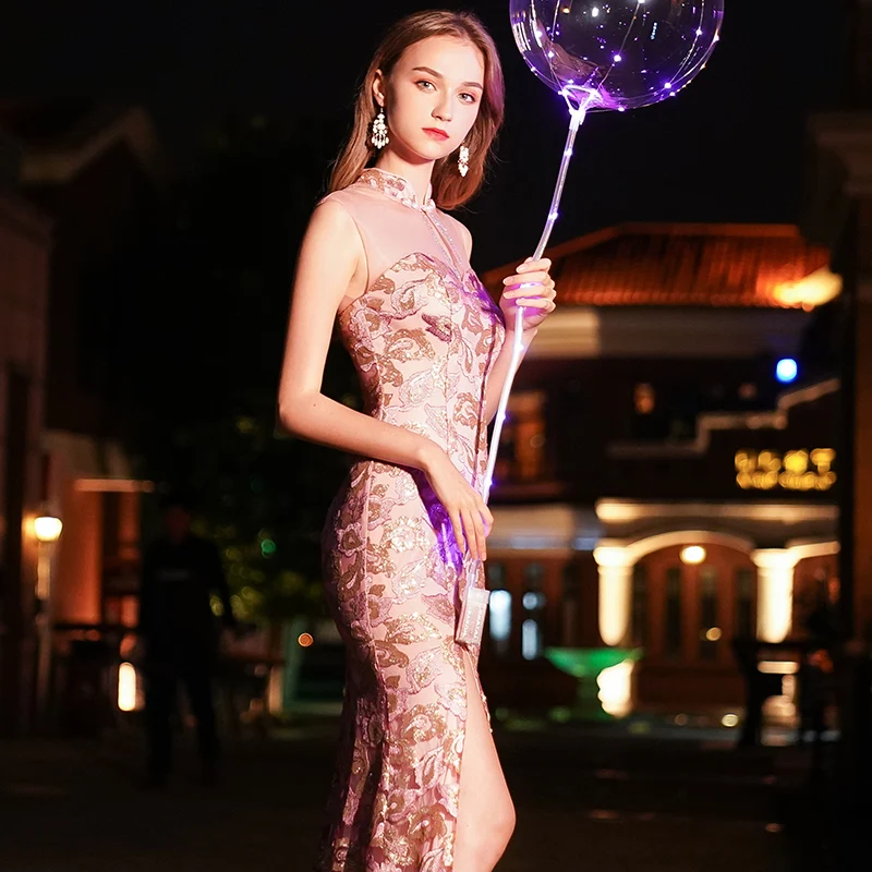 Sexy Mermaid Evening Dress Robe Longue Vestido De Festa High Neck Dresses Long 2019 Party Gowns Soiree | Свадьбы и торжества