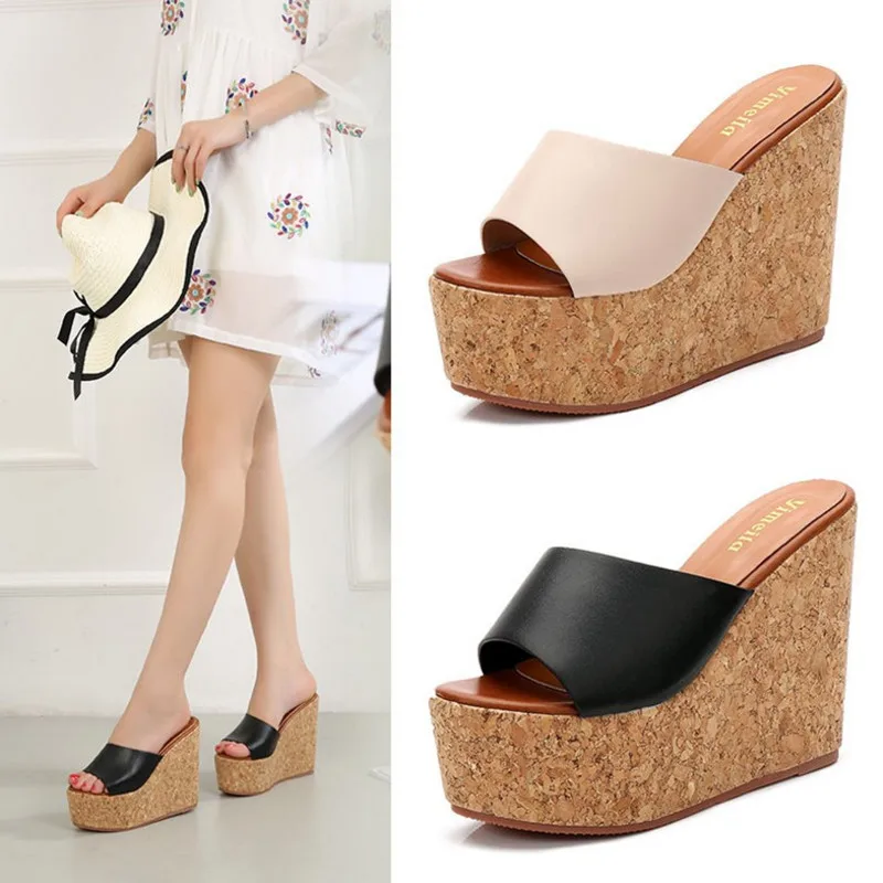 

Summer waterproof platform 14CM wedge sandals fashion nightclub sexy fish mouth thick bottom high heels.
