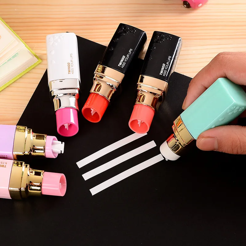 

1Pcs Creative Lipstick Correction Tape Cute novelty Mini Correction Tapes 5mmx4m Student Stationery school office Supplies