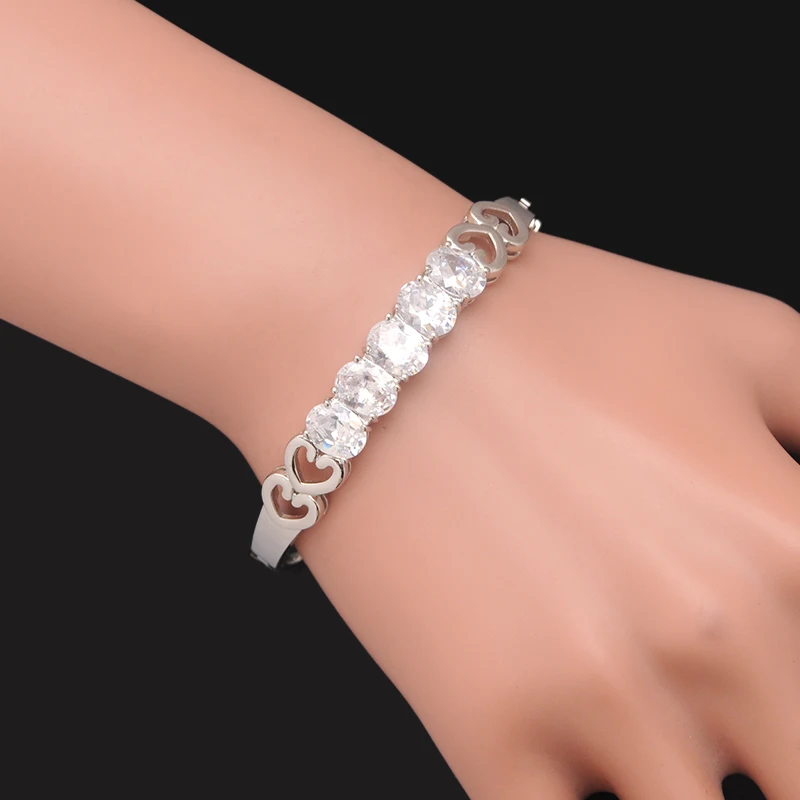 Серебристые браслеты для женщин браслет из прозрачного кубического циркония