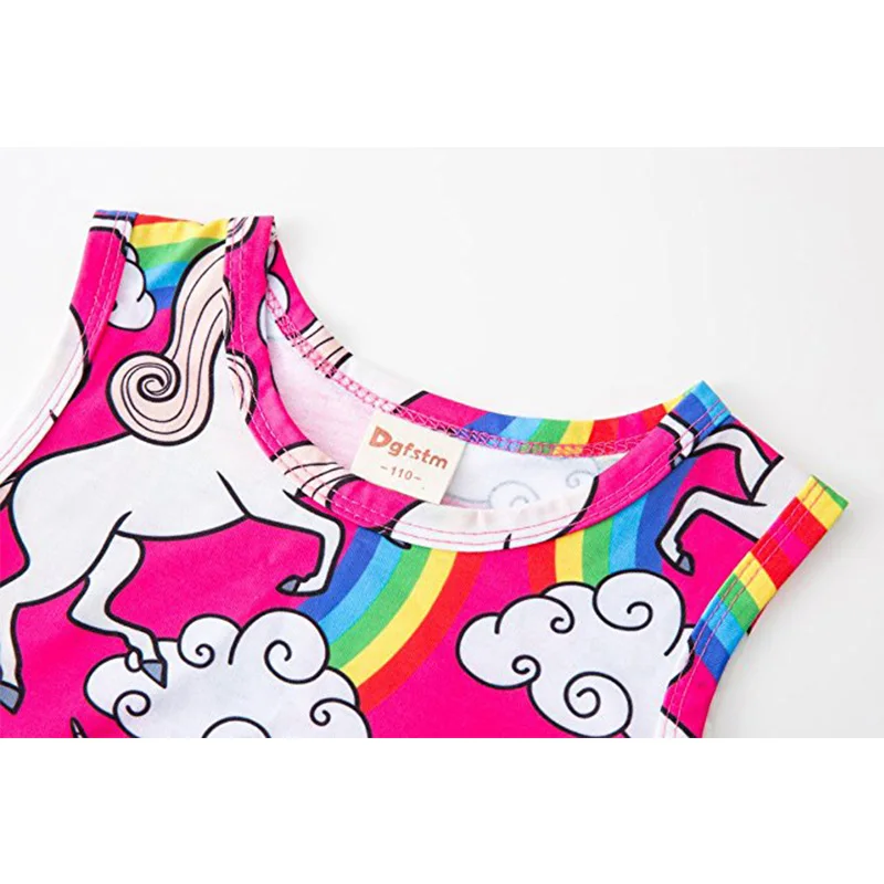 Baby Girls Unicorn Dress Party Supply Fairy Skater Animal Pattern clothing Summer Sleeveless Evening Silk sleepwears | Детская одежда и
