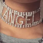 Женское Ожерелье-чокер с ангельской Стразы, цепочка с надписью, массивное ожерелье с кристаллами, роскошное Ювелирное Украшение для вечеринки