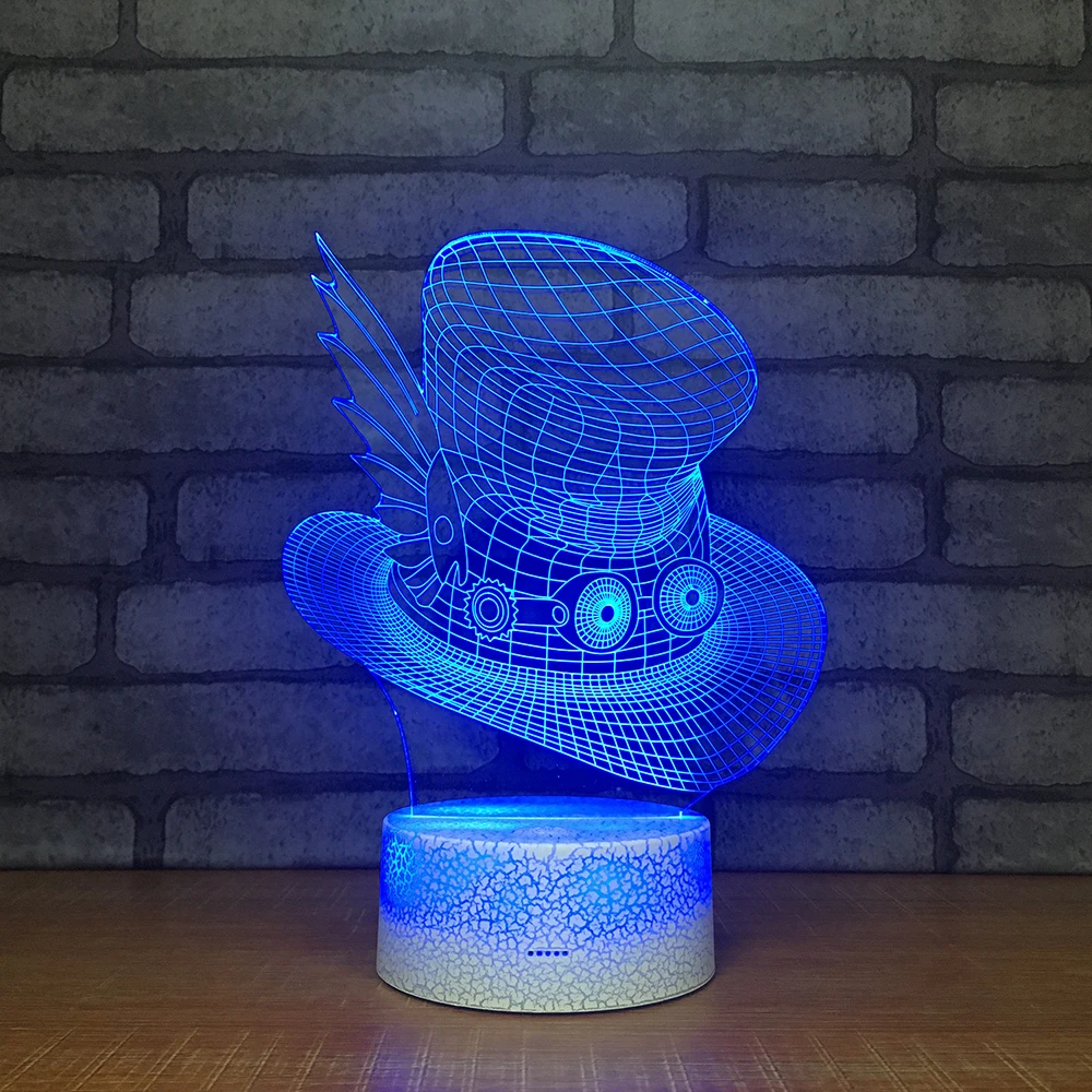 Ночник hat3D креативная Иллюзия 3d светодиодная лампа 7 цветов меняющаяся