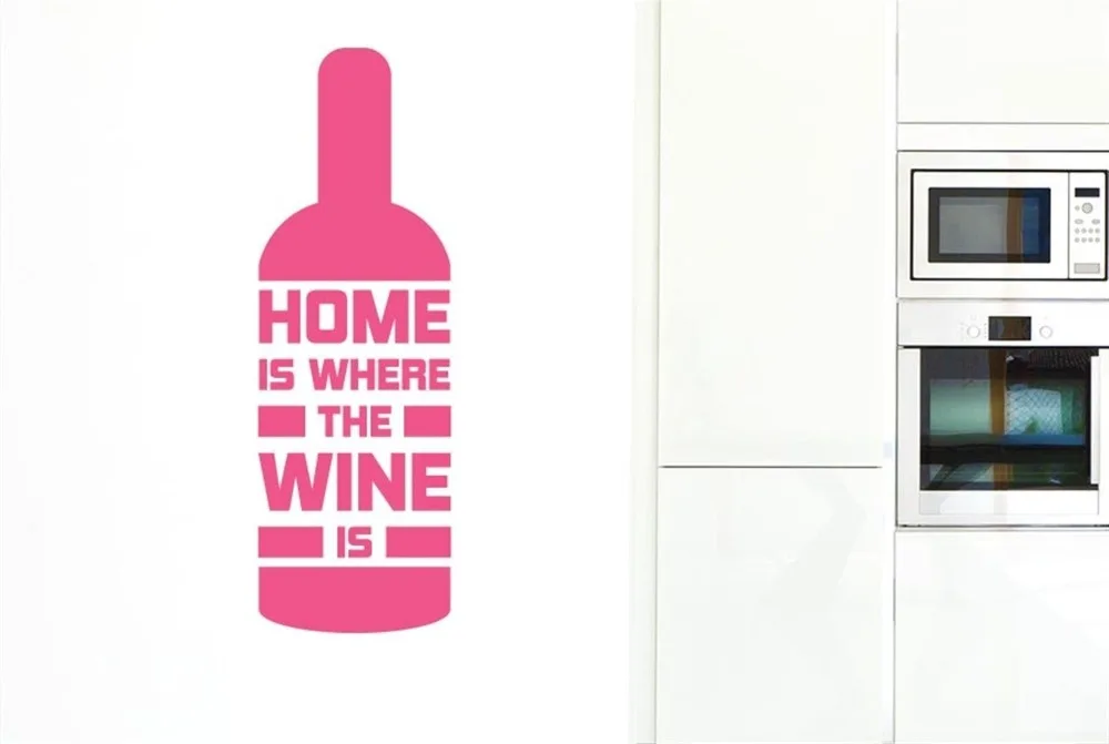 

Home Is Where The Wine Is Wine Bottle Wall Stickers Decals Art Quotes
