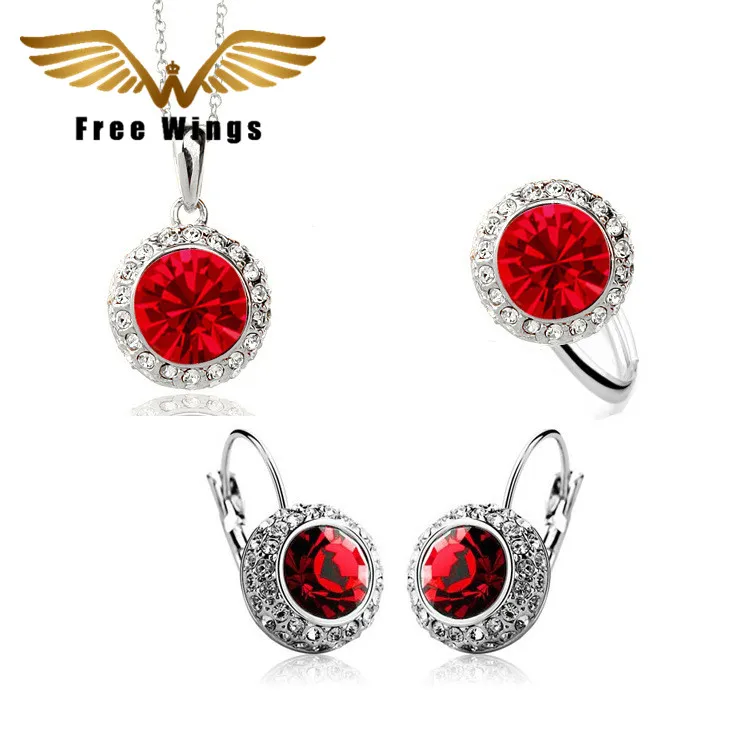 Женский ювелирный комплект из колье и серёг с австрийским кристаллом|wedding