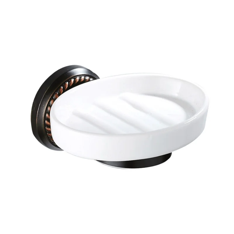 soap Dish Черный набор оборудования для ванной комнаты античные керамические подстаканники держатель туалетной щетки бронзовая мыльница Роскошные поручни аксессуары для ванной комнаты - Цвет: soap Dish