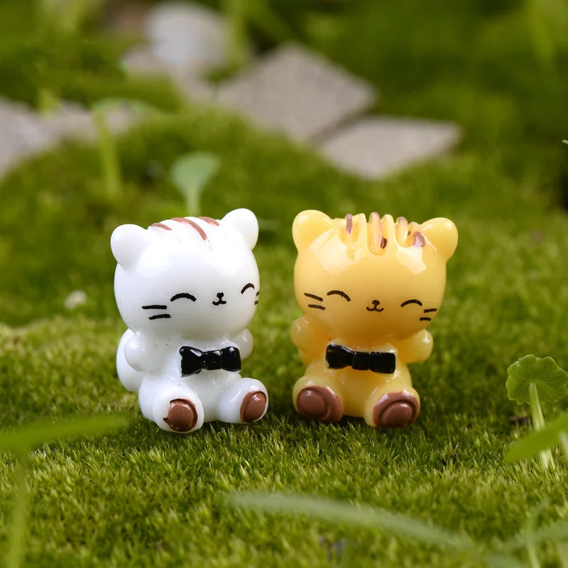 Cat figures decorative for the mini fairy garden animals statue miniature Moss micro landscape ornaments resin craft | Дом и сад